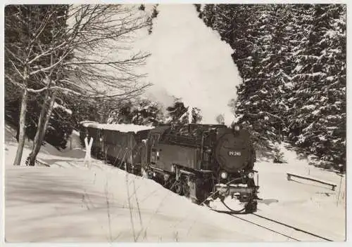 AK Die Harzquerbahn im Winter, 1971, E. Riehn, Wernigerode, gelaufen, Fotokarte