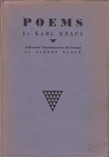 Buch: Poems, Karl Kraus, 1930, The Four Seas Company, englischsprachig