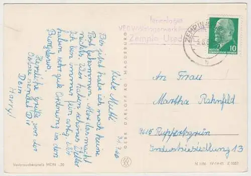 AK Urlauberschiff MS Völkerfreundschaft FDGB, 1965, Gebr. Garloff, gelaufen