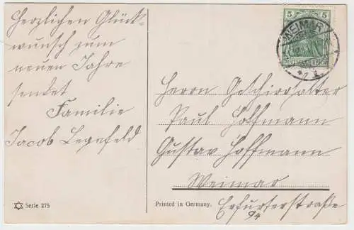 AK Dampfer Schiff, 1911, gelaufen, Serie 275, Postkarte, Schifffahrt, Karte