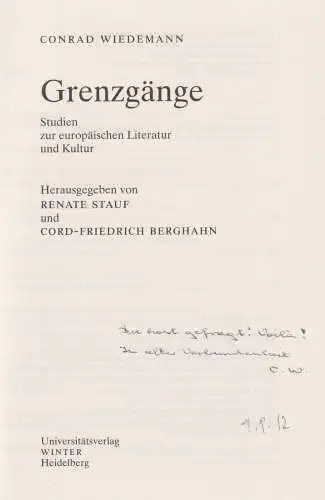 Buch: Grenzgänge, Wiedemann, Conrad, 2005, Winter, gebraucht, sehr gut