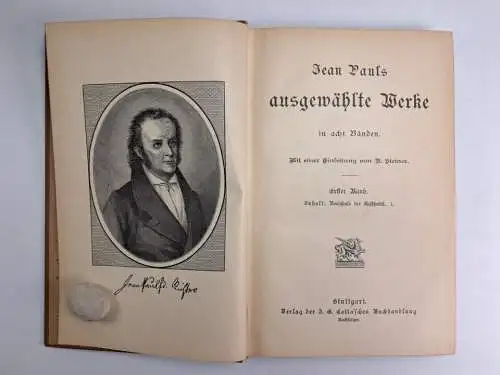 Buch: Jean Paul - Ausgewählte Werke in acht Bänden, J. G. Cottas Nachf., 8 Bände