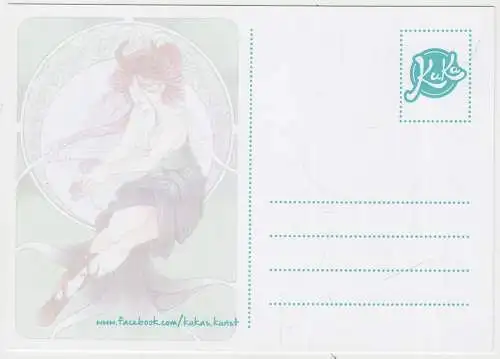 Postkarte Manga Girl Art Nouveau / Jugendstil, Kukas Kunst, Janett Krützfeldt