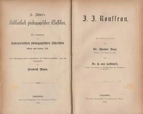 Buch: J. J. Rousseau, Theodor Vogt / E. von Sallwürk (Hg.), 1876, Beyer, 2 Bände