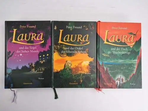 3 Bücher Laura Leander, Peter Freund, Siegel, Orakel, Fluch, Ehrenwirth Verlag