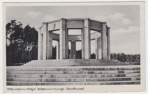 AK Allenstein, Ostpreußen. Abstimmungs-Denkmal, Schöning, gelaufen, Feldpost