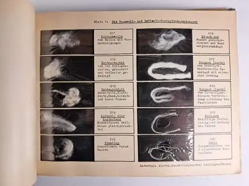 Buch  /Album: Rohmaterialien, Die Verspinnung der Faserstoffe, mit Proben