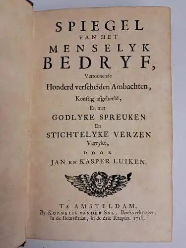 Buch: Spiegel van het menselyk bedryf ... Luiken, 1718, Kornelis vander Sys