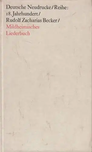 Buch: Mildheimisches Liederbuch, Rudolph Zacharias Becker, 1971, Metzler