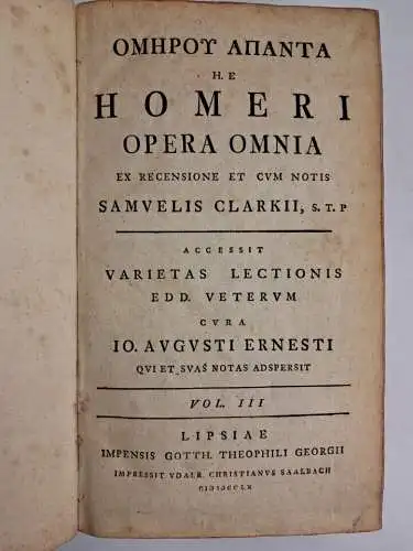 Buch: Homeru Hapanta h. e. Homeri opera omnia, 3, Homerus, 1760, G. Th. Georgi