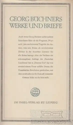 Buch: Werke und Briefe, Büchner, Georg. 1952, Insel-Verlag, gebraucht, gut