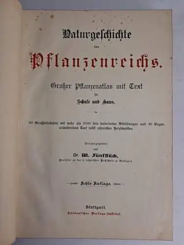 Buch: Naturgeschichte d. Pflanzenreichs, Fünfstück, M., o. J., Süddt. Vlgs.-Inst