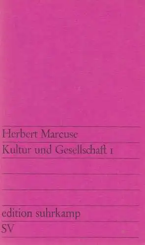 Buch: Kultur und Gesellschaft I. Marcuse, Herbert, Edition Surhkamp, 1986