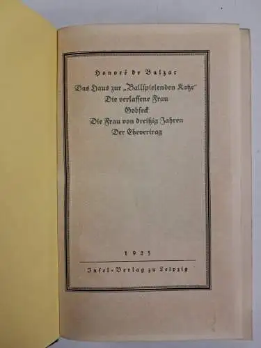 5 Bücher Balzac: Die menschliche Komödie, 1925, Insel Verlag, Konvolut, Bundle