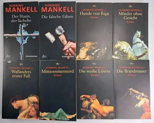 8 Bücher Henning Mankell: Wallanders erster Fall, Mittsommermord, Löwin, Hunde..