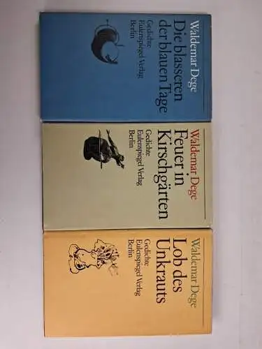 3 Bücher Gedichte von Waldemar Degen, Eulenspiegel Verlag, 1983-88, 3 Bände