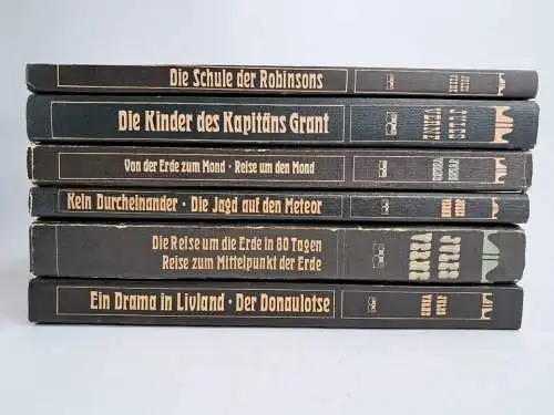 6 Bücher Jules Verne: Livland, Mittelpunkt, Durcheinander, Meteor, Mond, Schule