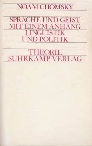 Buch: Sprache und Geist, Noam Chomsky, 1970, Suhrkamp Verlag, Reihe Theorie