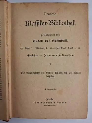 Buch: Deutsche Klassiker-Bibliothek, Rudolf von Gottschall, Urania, 5 Bände