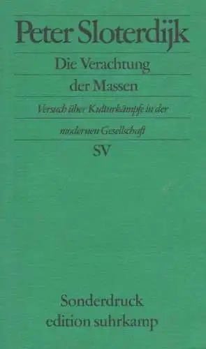 Buch: Die Verachtung der Massen, Sloterdijk, Peter, 2003, Suhrkamp Verlag