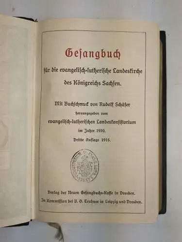 Buch: Gesangbuch für die evangelisch-lutherische Landeskirche Sachsen, 1915