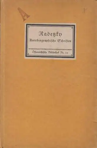 Buch: Radetzky, Wolden, Ernst, Insel-Verlag, Österreichische Bibliothek 10