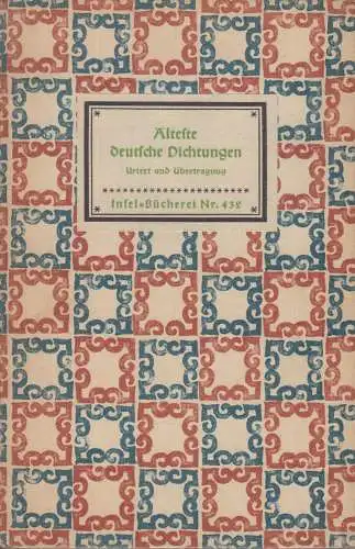 Insel-Bücherei 432, Älteste deutsche Dichtungen, Wolfskehl, Insel-Verlag