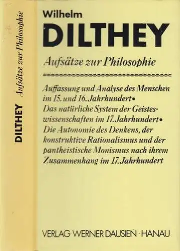 Buch: Aufsätze zur Philosophie, Dilthey, Wilhelm. 1986, Verlag Werner Dausien