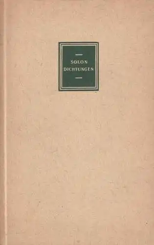 Buch: Dichtungen, Solon, 1945, Ernst Heimeran, Sämtliche Fragmente, gebraucht