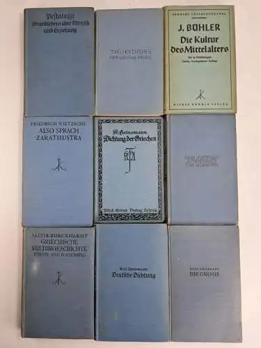 9 Bücher Kröners Taschenausgabe, Alfred Kröner Verlag, 1930er Jahre, 9 Bände