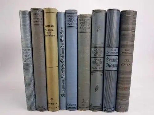 9 Bücher Kröners Taschenausgabe, Alfred Kröner Verlag, 1930er Jahre, 9 Bände