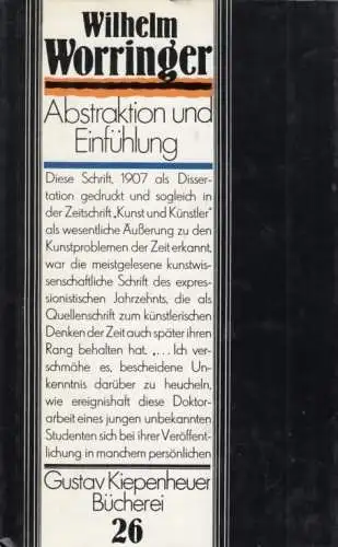 Buch: Abstraktion und Einfühlung, Worringer, Wilhelm. 1981, Kiepenheuer