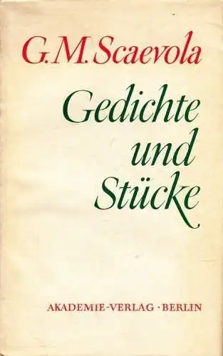 Buch: Gedichte und Stücke, Scaevola, G.M. 1977, Akademie Verlag, gebraucht, gut