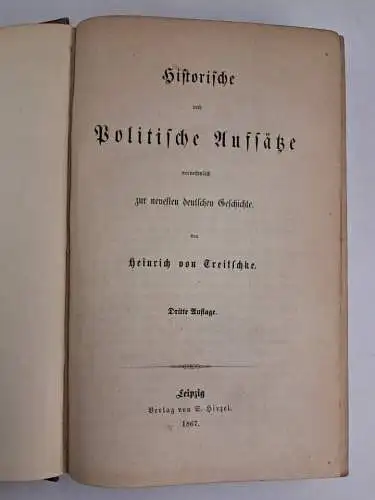 3 Bücher Historische und politische Aufsätze, Heinrich von Treitschke, Hirzel