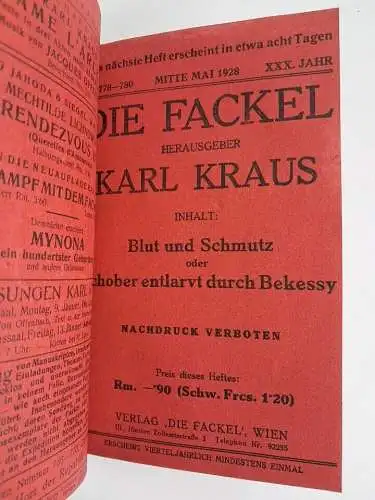 16 Hefte in 9 Bänden: Die Fackel 1925-1935, Karl Kraus, Original-Hefte!