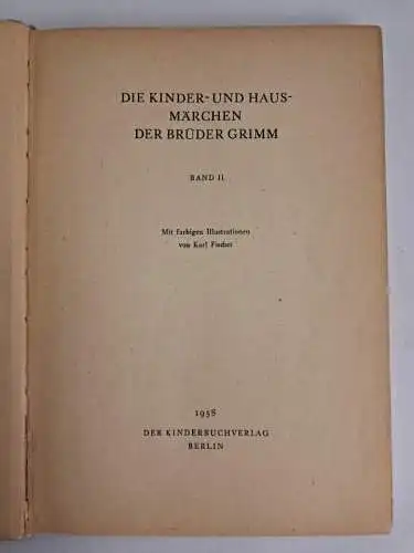 Buch: Die Kinder- und Hausmärchen der Brüder Grimm I-III, 1958, 3 Bände