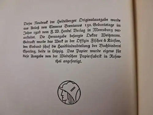 Buch: Des Knaben Wunderhorn 1-3, Arnim / Brentano. 3 Bände, Verlag J. C. B. Mohr