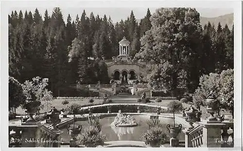 AK Schloss Linderhof. Terrasse. ca. 1926, Postkarte. Serien Nr, ca. 1926