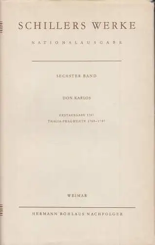 Buch: Schillers Werke. Nationalausgabe. Sechster Band, Böckmann. 1973