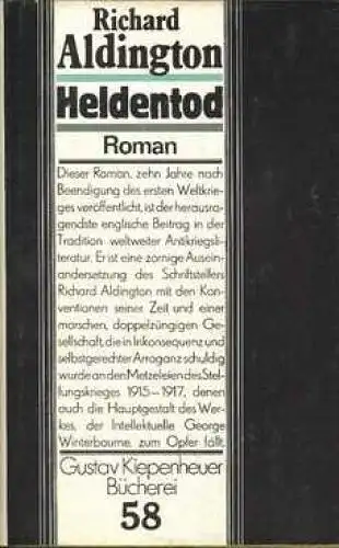 Buch: Heldentod, Aldington, Richard. Gustav Kiepenheuer Bücherei, 1985, Roman