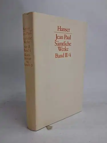 Buch: Jean Paul Sämtliche Werke Band II/4, Kommentar, zu Band 1-3, Hanser, 1985