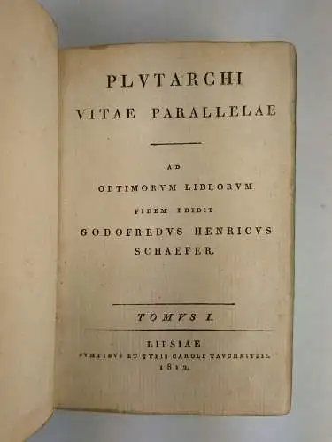 Buch: Plutarchi Vitae Parallelae. Tomus I, Plutarch, 1812, Carl Tauchnitz