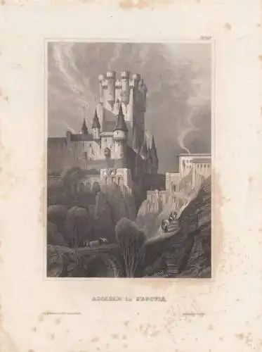 Alcazar in Segovia. aus Meyers Universum, Stahlstich. Kunstgrafik, 1850