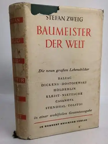 Buch: Baumeister der Welt, Zweig, Stefan. 1936, Herbert Reichner Verlag