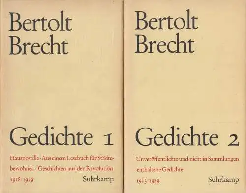 Buch: Gedichte 1 & 2, Brecht, Bertolt, 1913-1929, Suhrkamp, gebraucht, gut