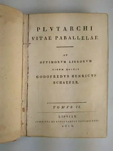 Buch: Plutarchi Vitae Parallelae, Plutarch. Tomus VI, 1814, Carl Tauchnitz