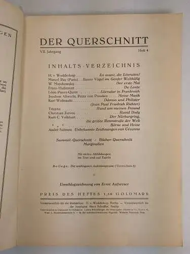 Zeitschrift: Der Querschnitt, VII. Jahrgang, Heft 4 / 1927, H. v. Wedderkop