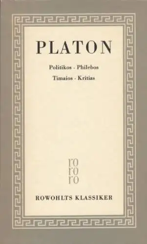 Buch: Sämtliche Werke 5: Politikos, Philebos, Timaios, Kritias, Platon. Rororo