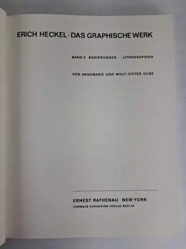 Buch: Erich Heckel - Das graphische Werk Band I+II, 1974, Ernest Rathenau, 2 Bde