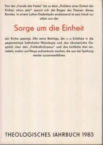 Buch: Theologisches Jahrbuch 1983: Sorge um die Einheit, Ernst, Wilhelm u.a